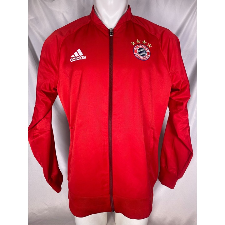 Bayern Munich adidas Red Full Zip Logo Anthem Track Jacket Men's LARGE