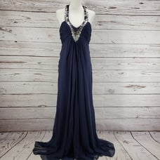 Hoaglund New Flawed Women's 100%Silk Blue Sequins Halter Dress Size 14