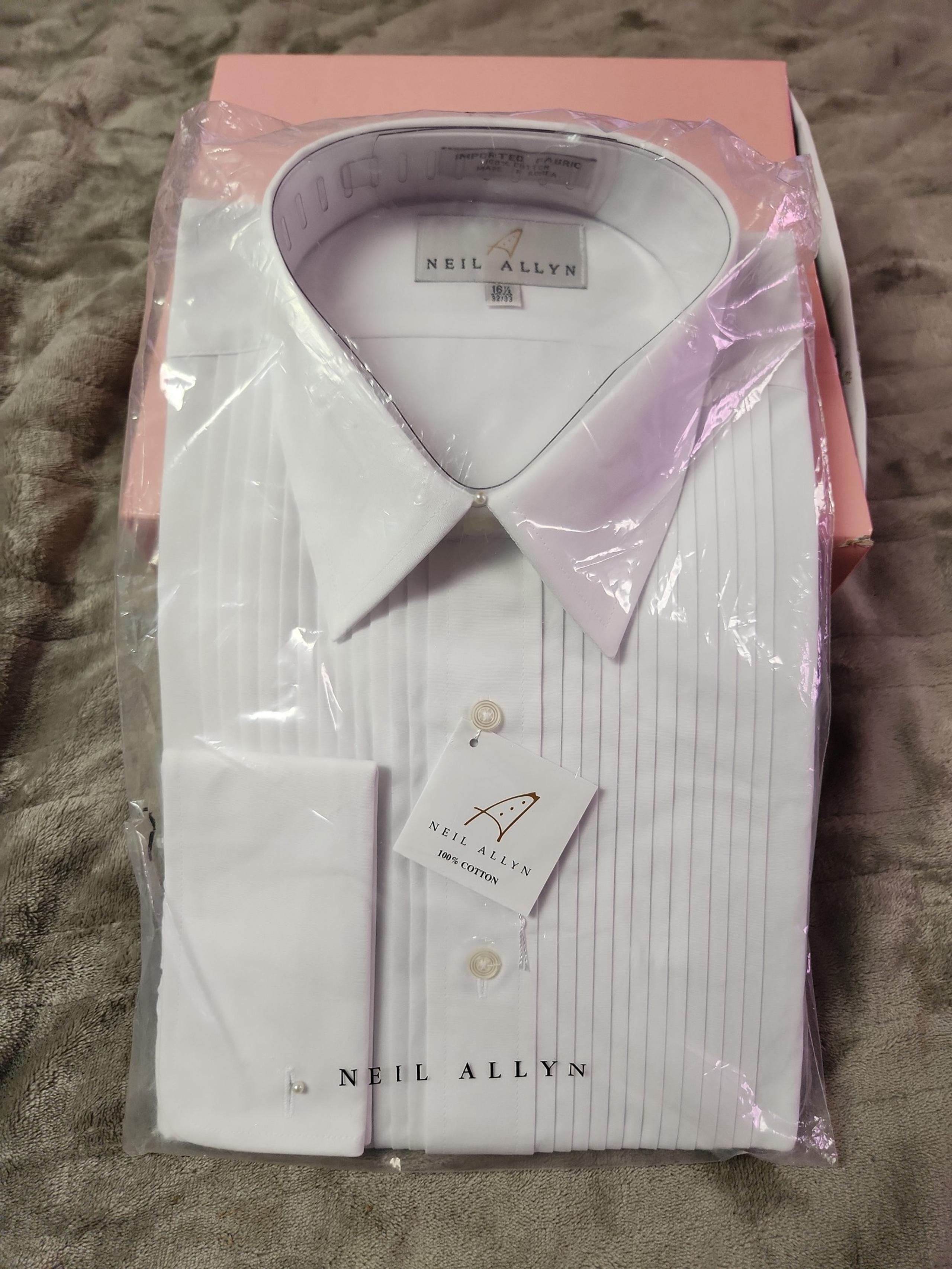 ****** BNWT STERLING WHITE TUXEDO DRESS SHIRT, SIZE 16 1/2 - Neil Allyn