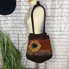 Gertie Couture Boiled Felted Alpaca Wool South American Boho Folksy Tote Bag Mul
