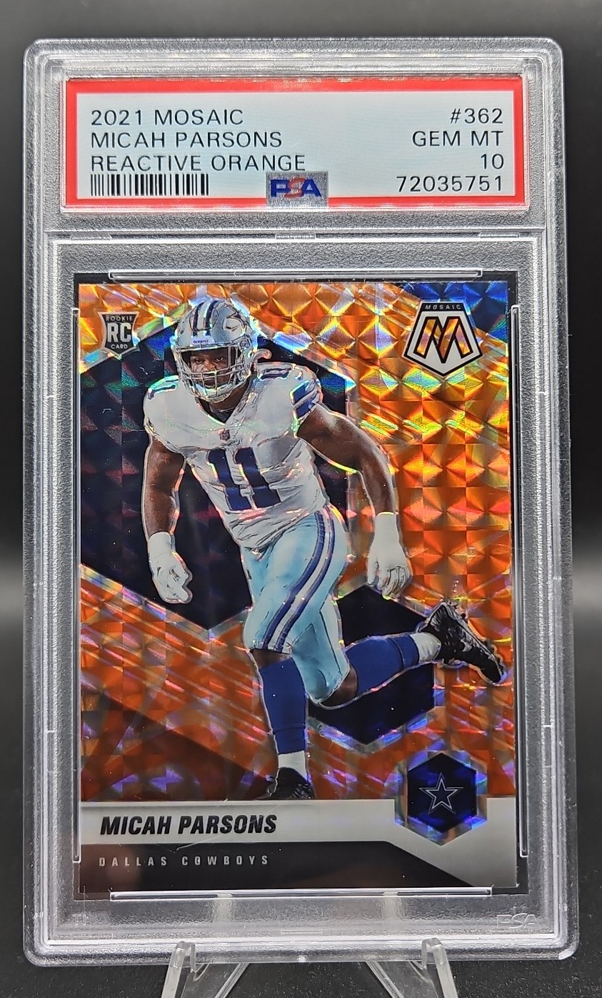 Micah Parsons 2021 Mosaic Rookie Orange Reactive Prizm RC SP #362 Cowboys PSA 10