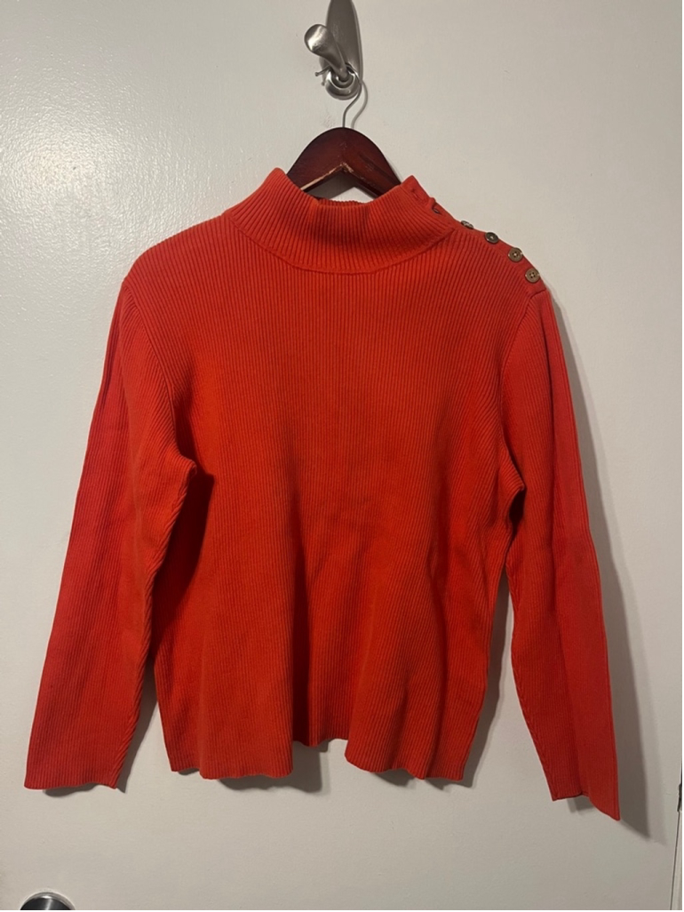 Ralph Lauren 100% Cotton Turtleneck Sweater with Gold Button Detail Size 2X