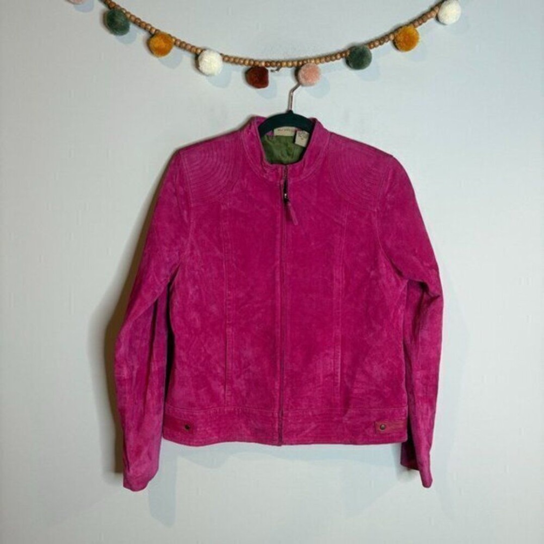 Vintage hot pink suede leather jacket