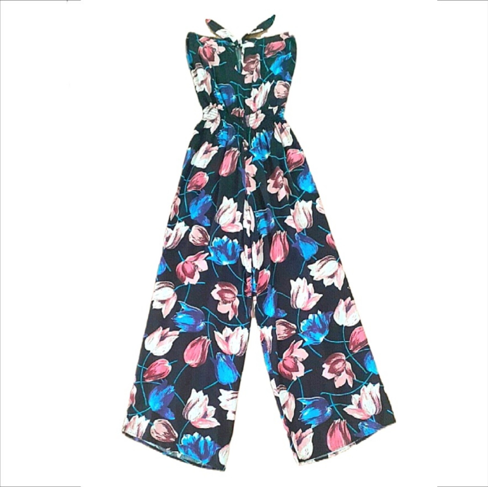 NWOT Abercrombie & Fitch Sleeveless Soft Floral and Black Jumpsuit Size Small