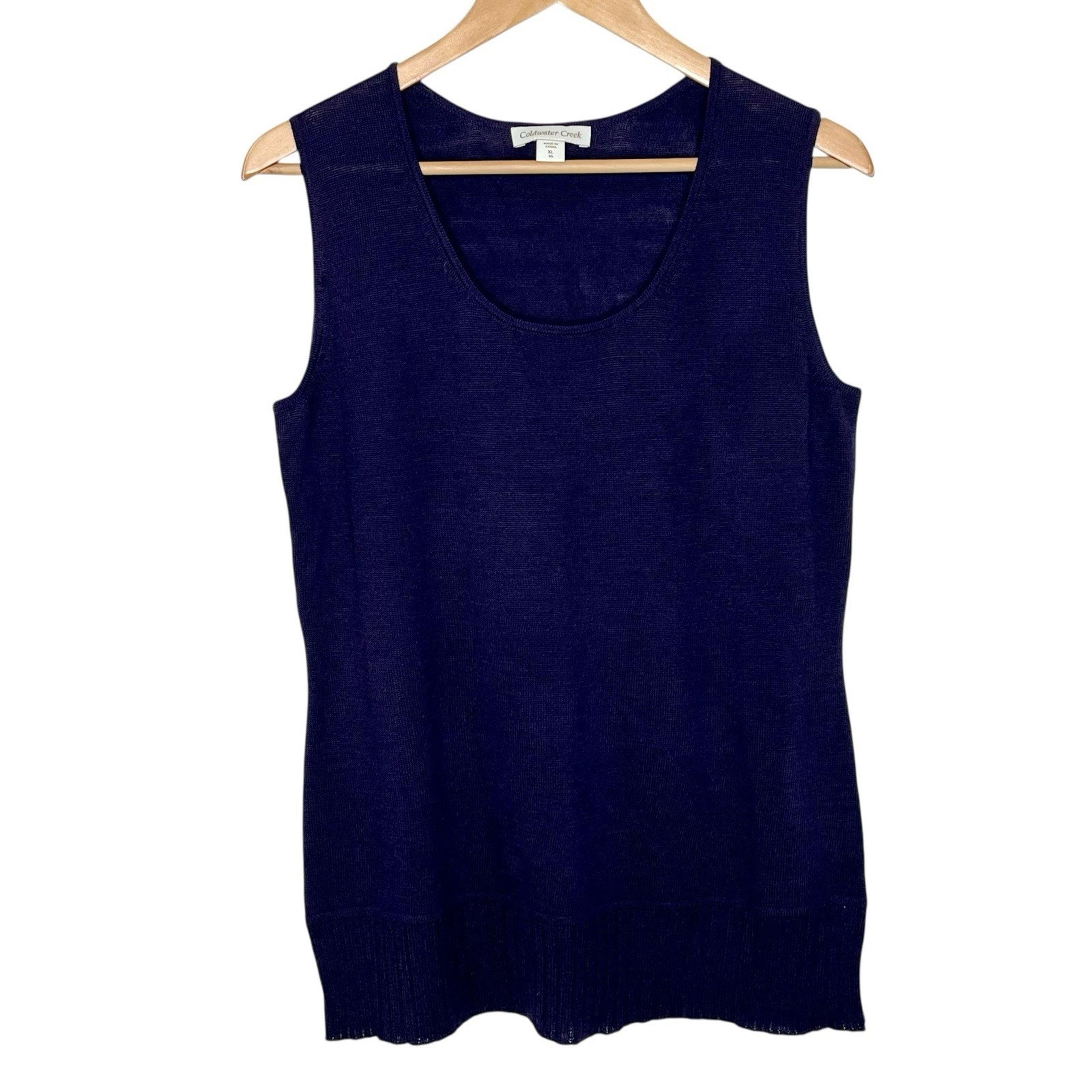 Coldwater Creek Merino Wool Sweater Tank Top Purple Womens Size XL Career Work