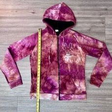 Bad Bunny Women's Purple Long Sleeves Tie Dyed Full Zip Hoodie Size L/XL