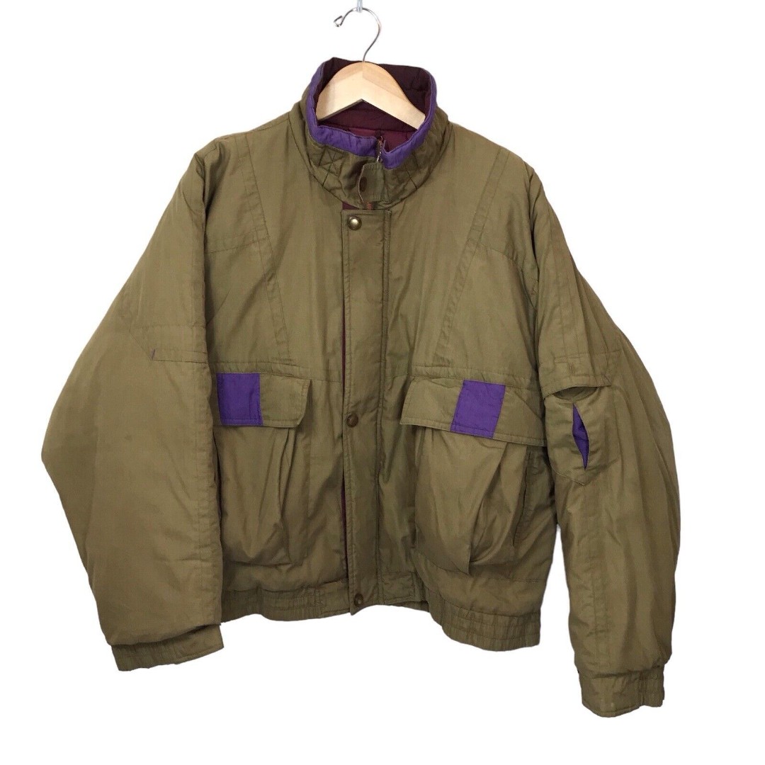 Vtg 1980s Mens McGregor Green Bomber Jacket Quilted Lining Zip Up Size X Large