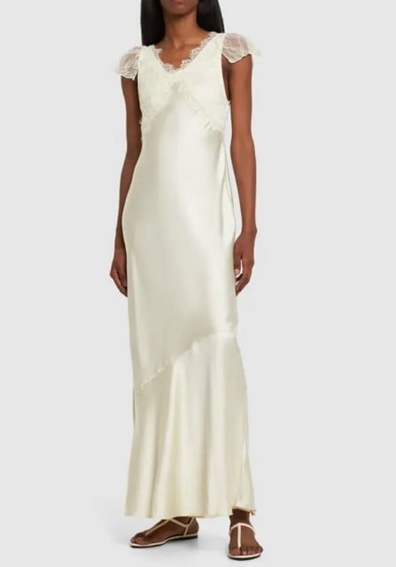 WeWoreWhat Silky Charmeuse Lace Slip Dress