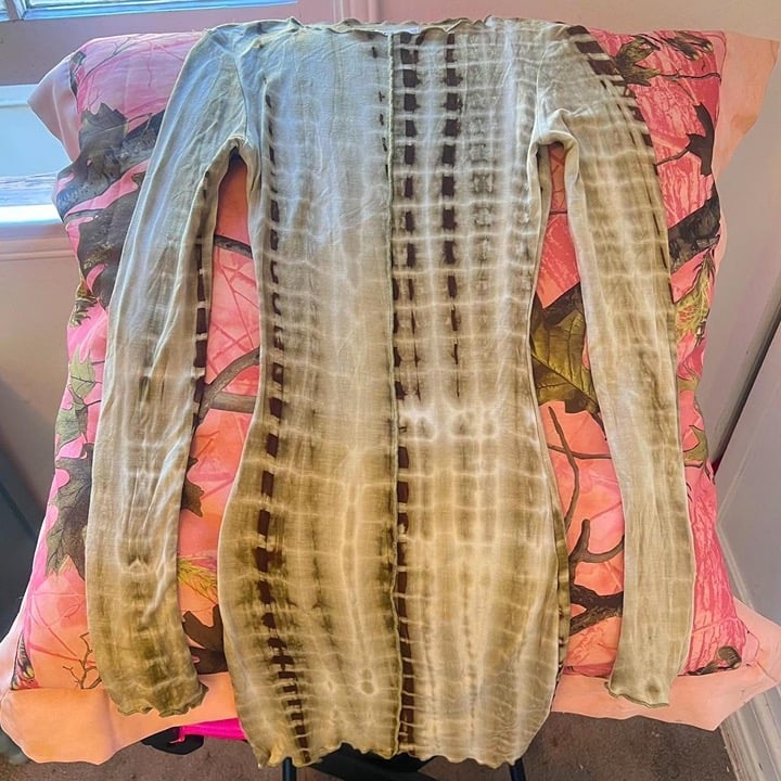 princess polly joani green tie dye print long sleeve fitted mini dress