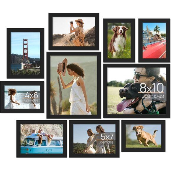 New 10-Pack Multi Sizes Picture Frames Wall Decor Set for Family Photos (Black)