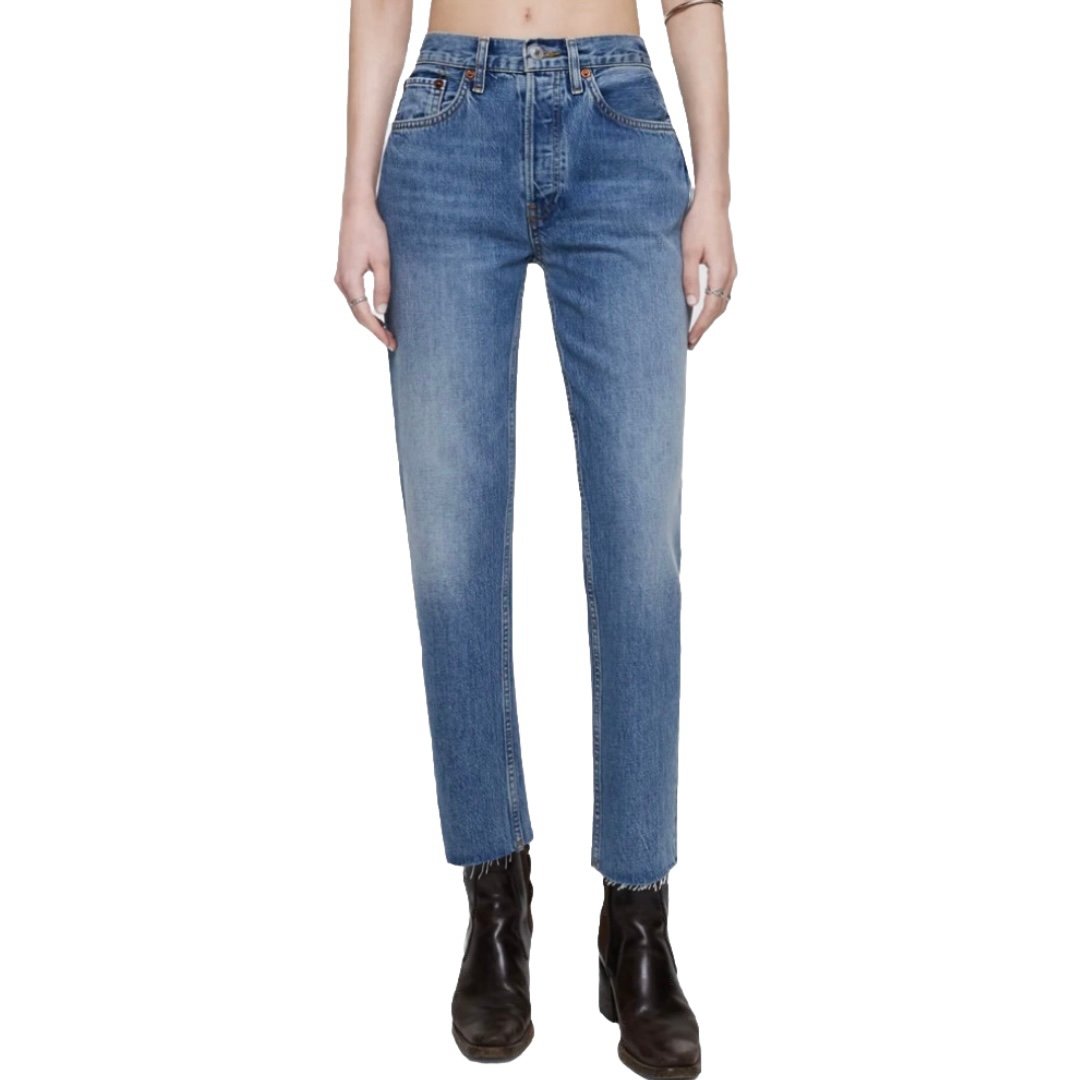 RE/DONE HIGH RISE STOVE PIPE Women's Blue Jeans Size 26