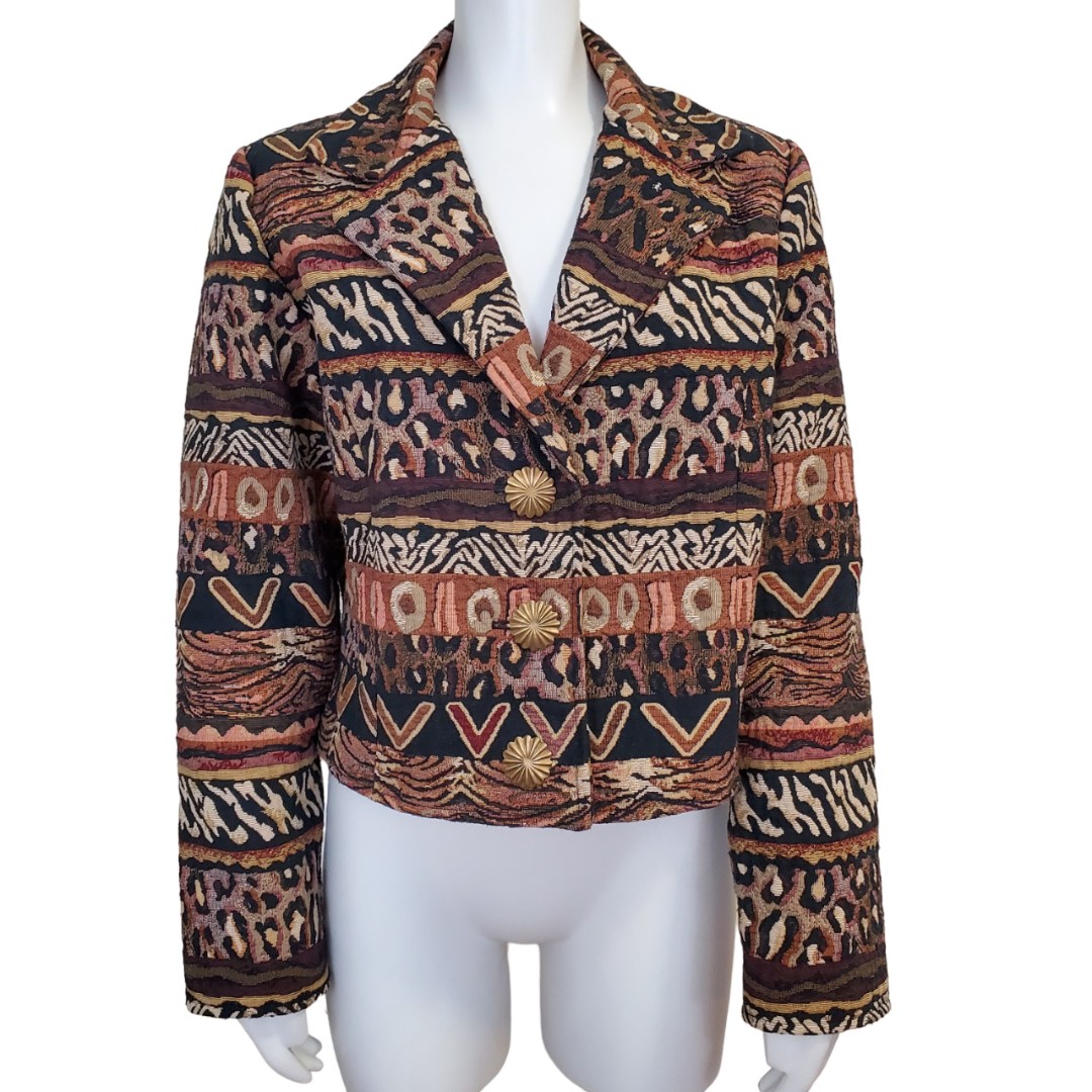 vintage Painted Pony Jacket Size L/XL Tapestry Animal Southwestern Print Cropped