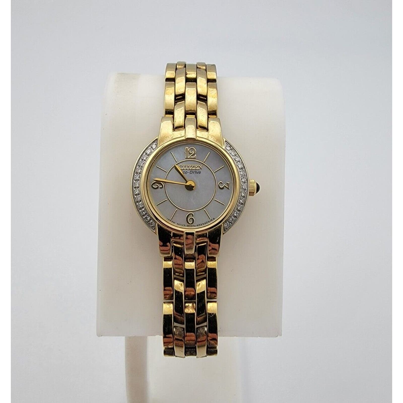 Ladies Citizen Eco-Drive B023-S012317 Gold Tone SS Diamond Accented Watch