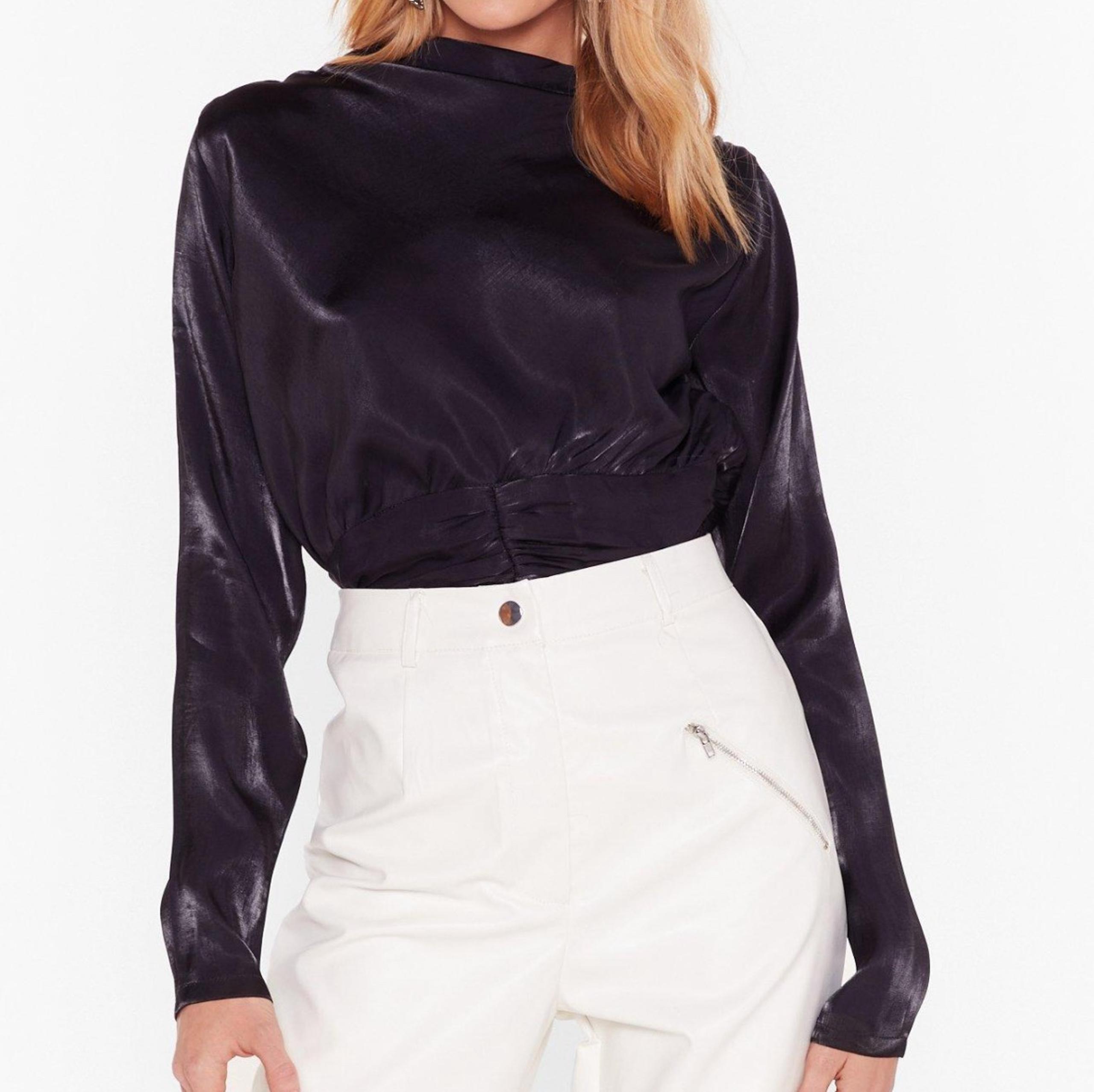 NWT Nasty Gal High Neck Shimmer Blouse