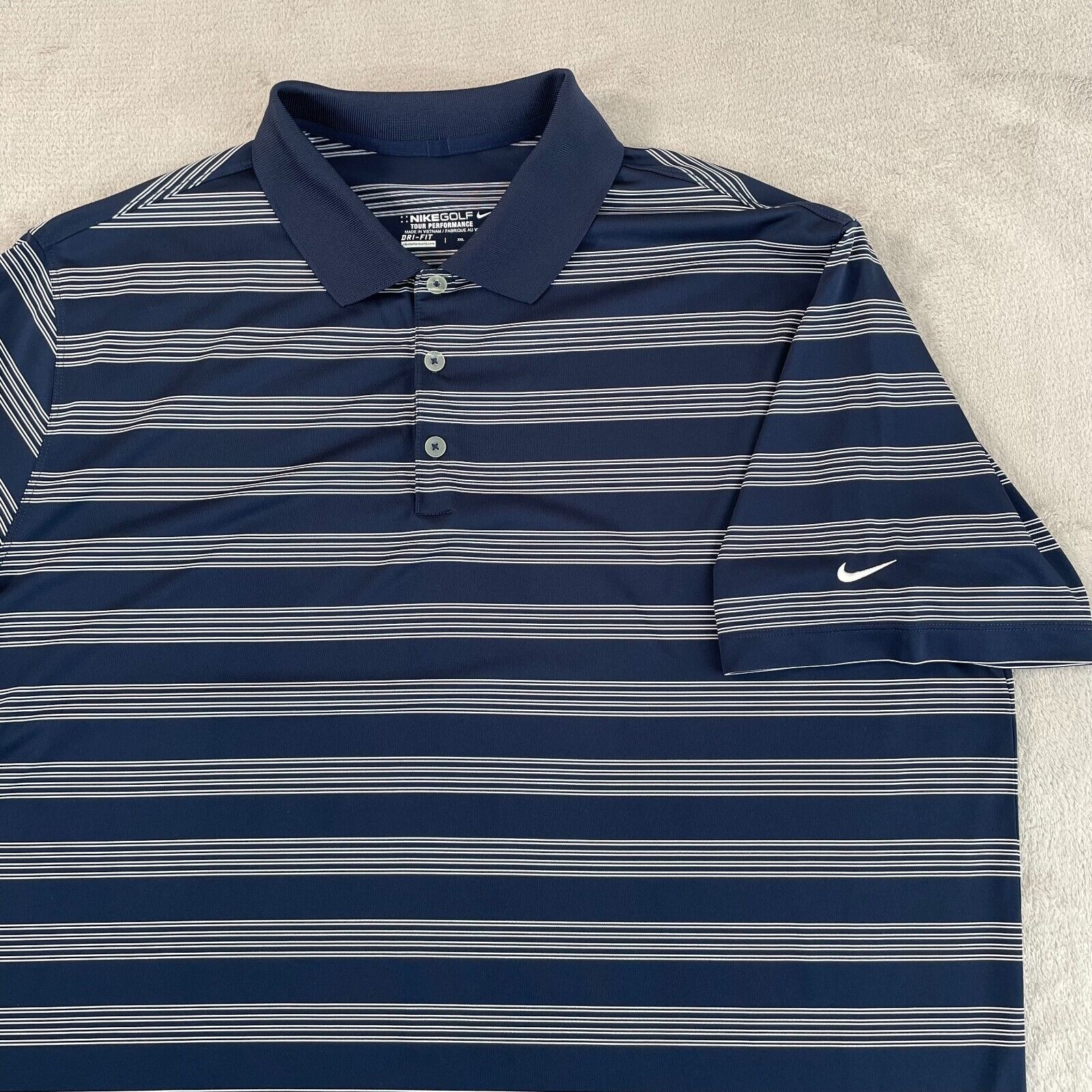 Nike Tech Core Polo Shirt Men 2XL Black Striped Performance Dri Fit Golf NWOT