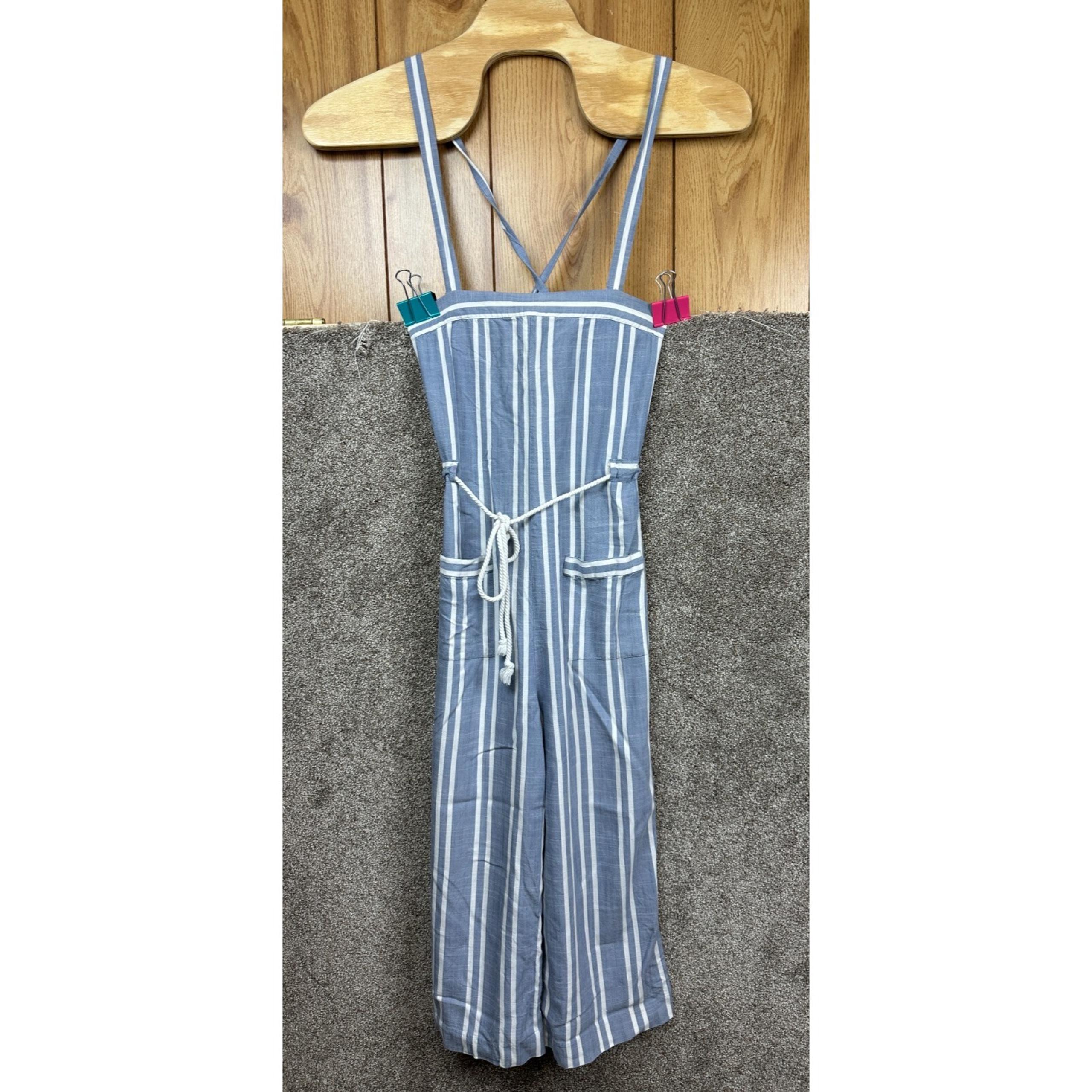 Marine Layer Juliette Jumpsuit Navy/Cream Wide Leg Crop Women's Xsmall