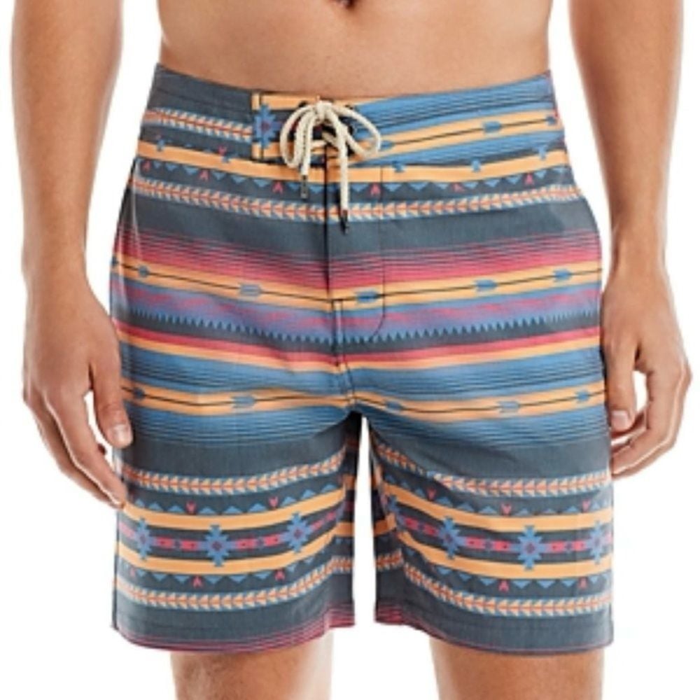 NWT Faherty Doug Good Feather Classic Boardshort (7 ) In Fire Sky 40 swi…