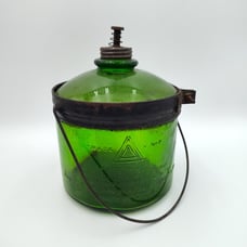 The Cleveland Metal Products Co Glass Kerosene Coal Oil Glass Jar w/ Metal Bail