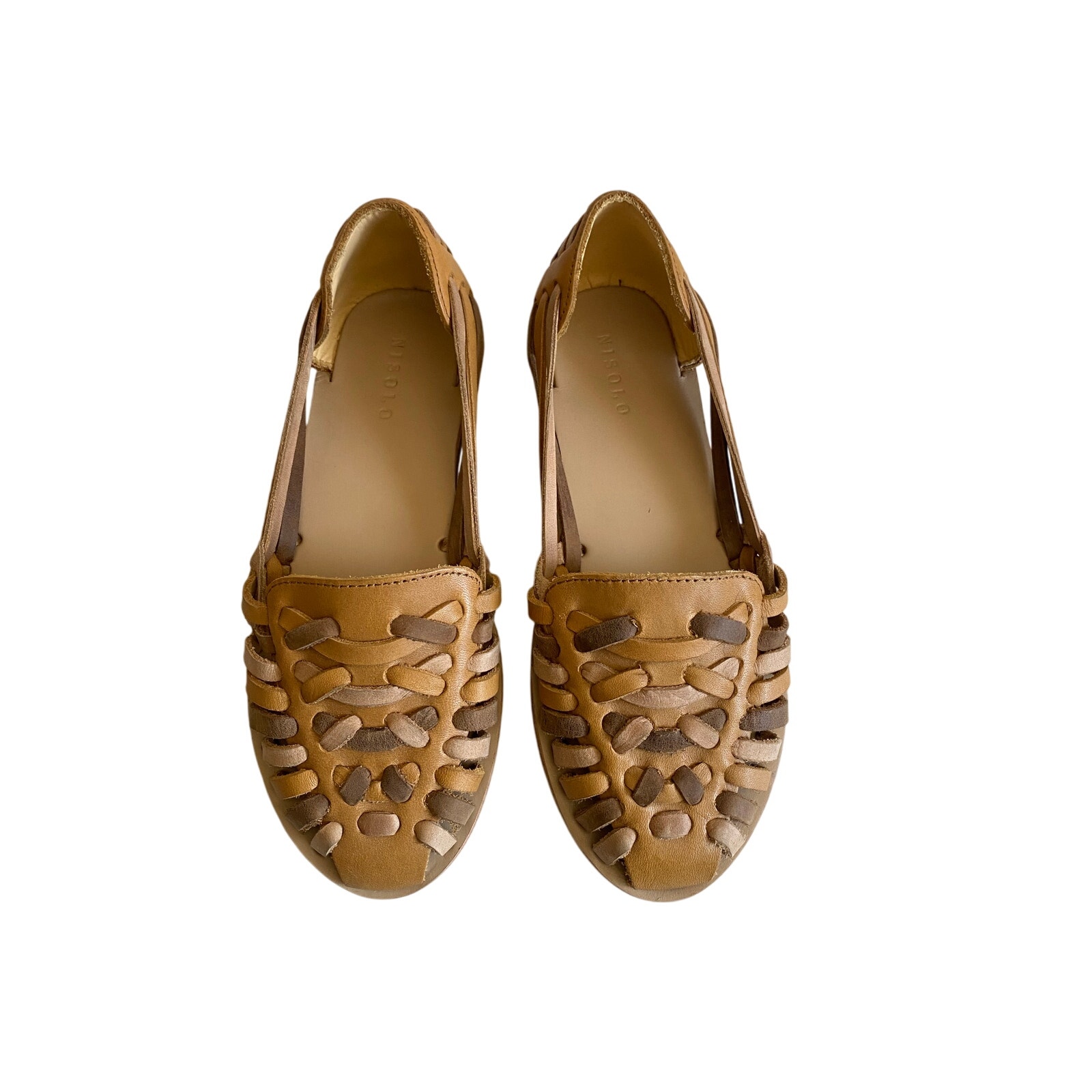 Nisolo Women's Huarche Sandals Saddle Brown Colorblock 6 NEW