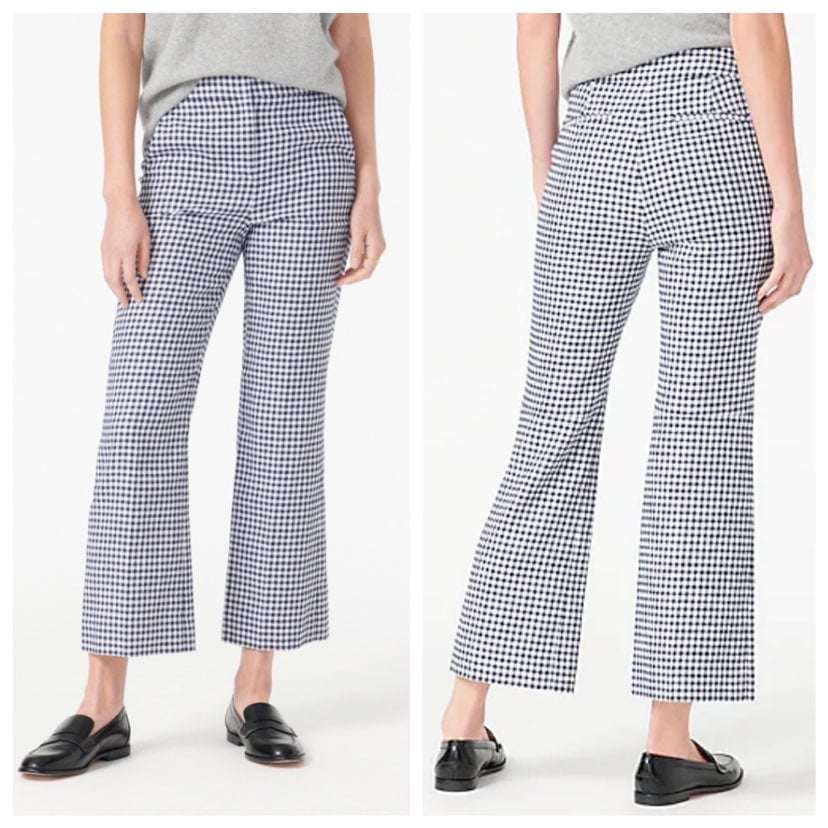 J. Crew Hayden Kickout Crop Pant in Gingham Stretch Linen