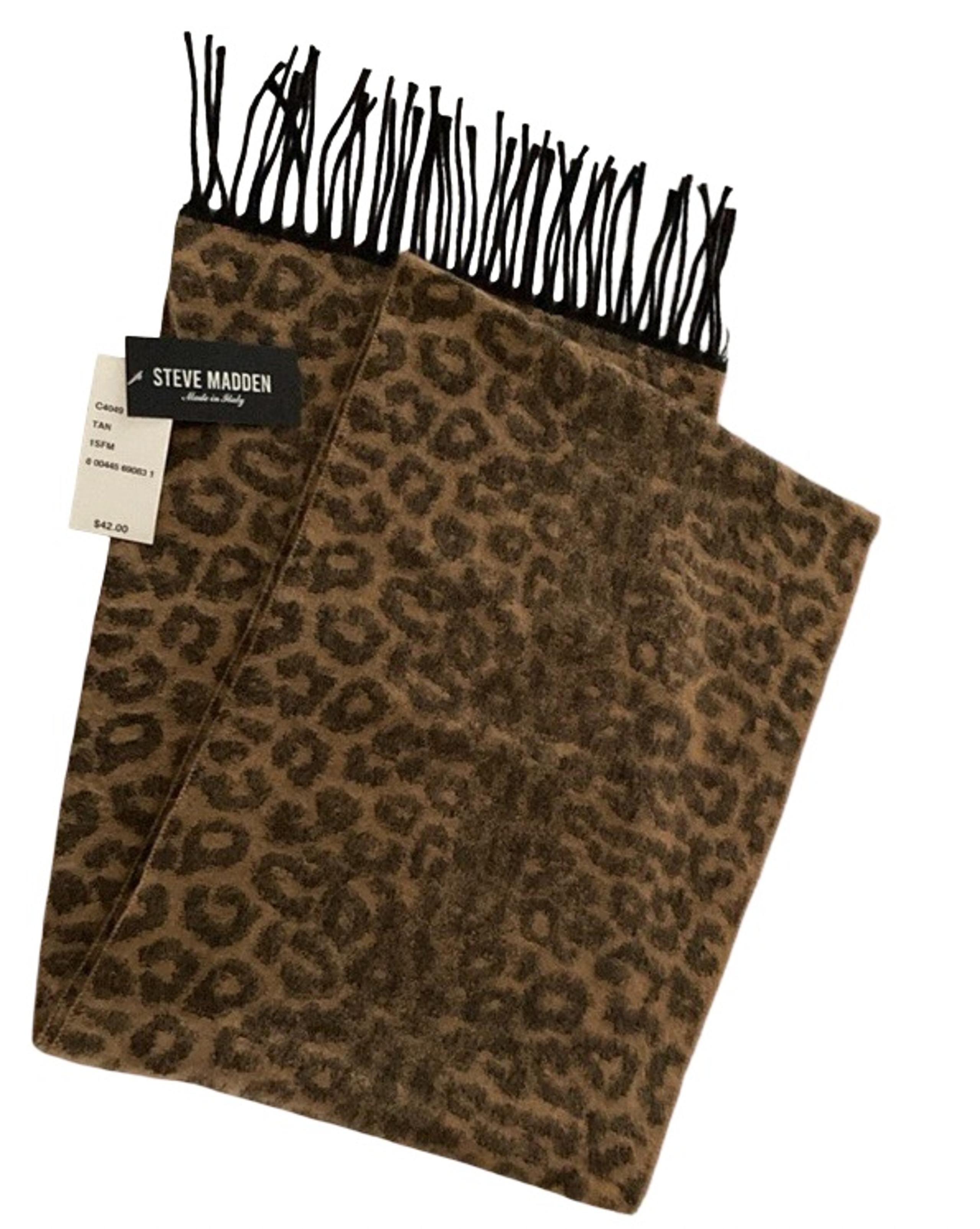 Steve Madden Leopard Animal Print Brown Black Winter Scarf Women’s New Tags