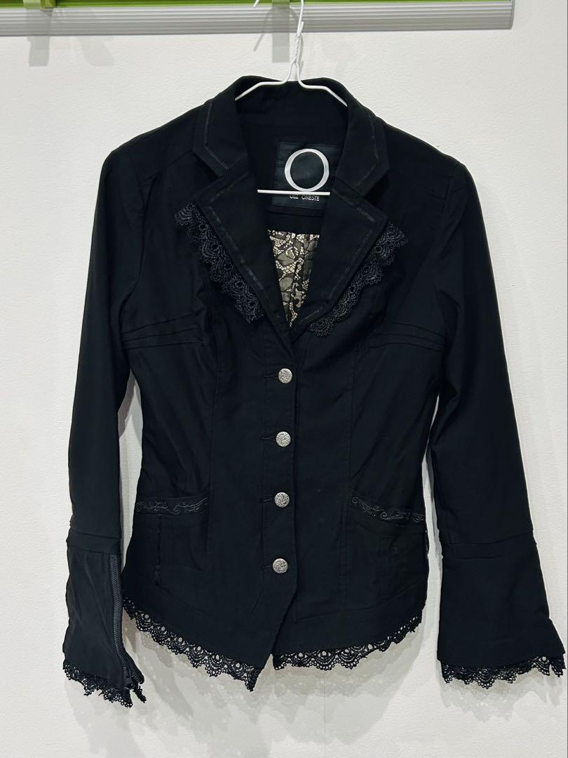 【Odds Onest】Super Beautiful Condition! Black Tailored Jacket and Pants Set with Lace Decoration