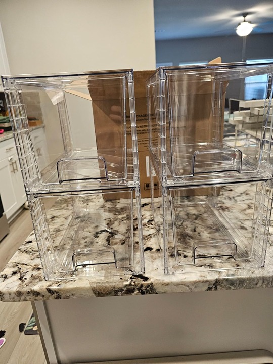 4 Pack Large Stackable Storage Drawers, Easily Assemble Acrylic