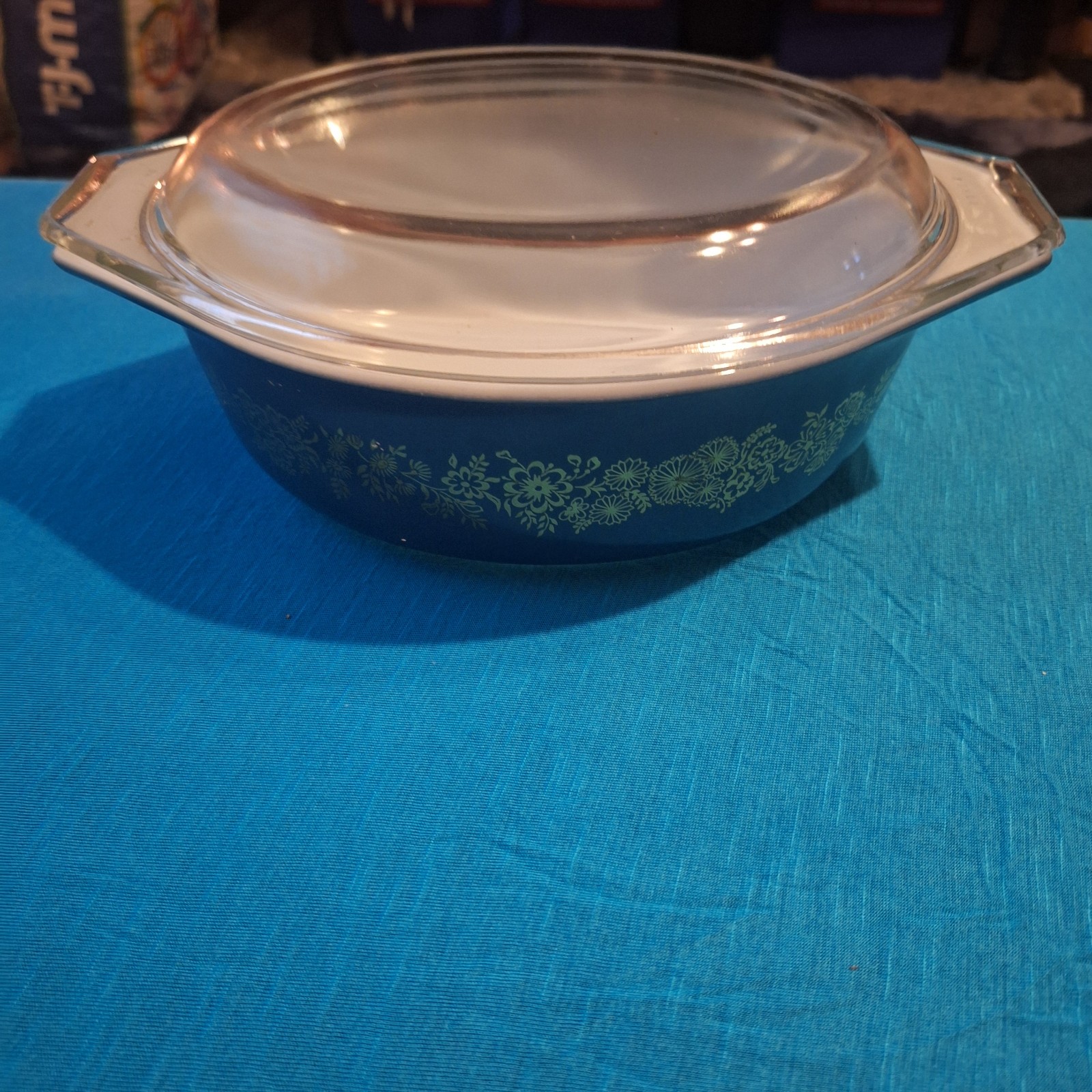 1952 Vintage Pyrex Golden Bouquet 2.5 qt Oval Casserole Dish w/ Lid
