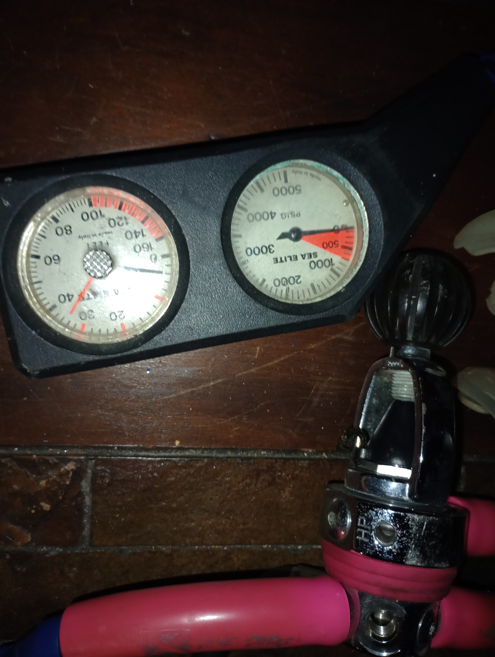 2 Sets of Scuba Regulators and one dual mouth piece - detail