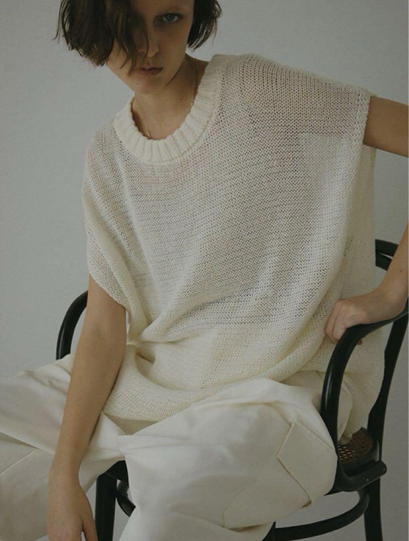 etretokyo Cotton Linen Sleeveless Low Gauge Knit Pullover