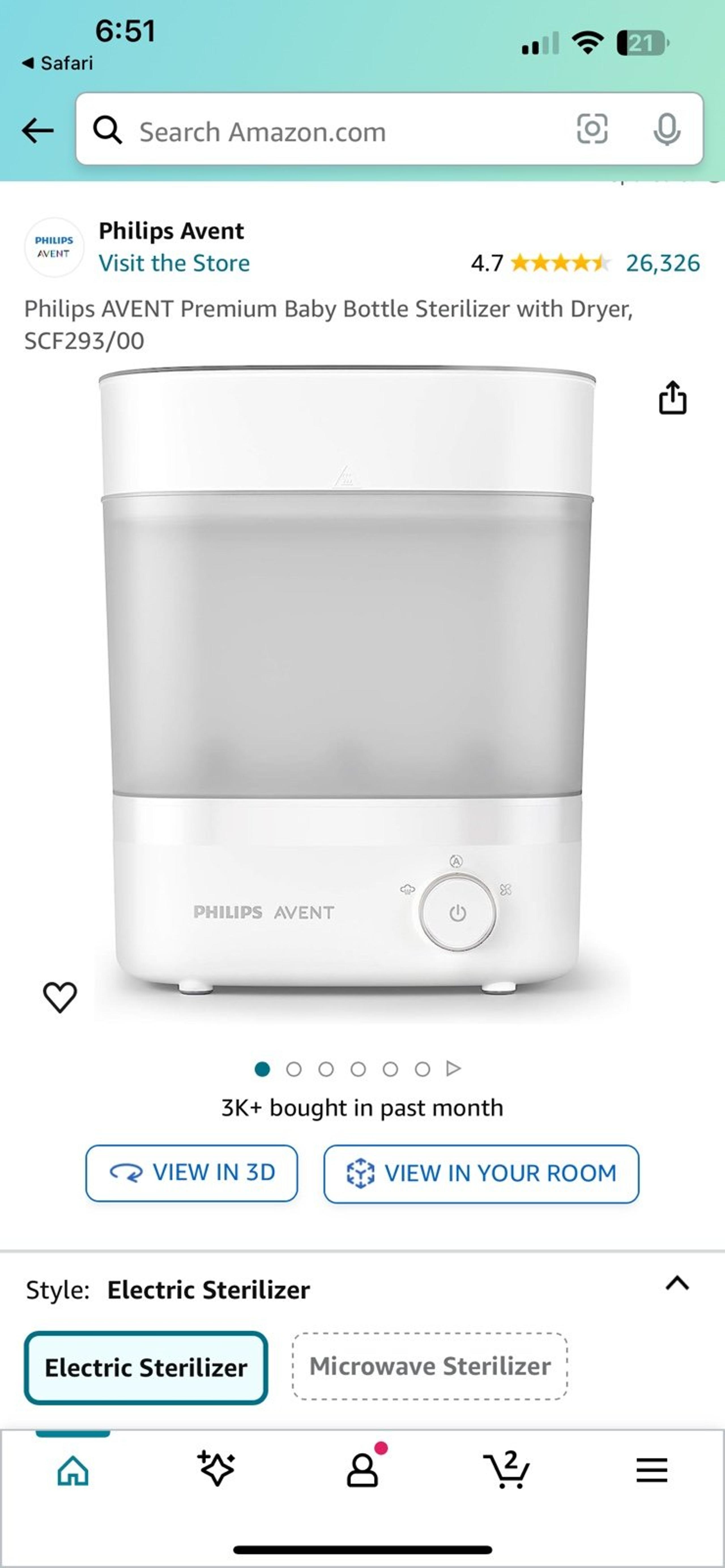 Philips Avent Premium Baby Bottle Sterilizer with Dryer