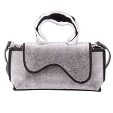MW Most Wanted DELIA Silver and Black Crossbody Rhinestones Bag.