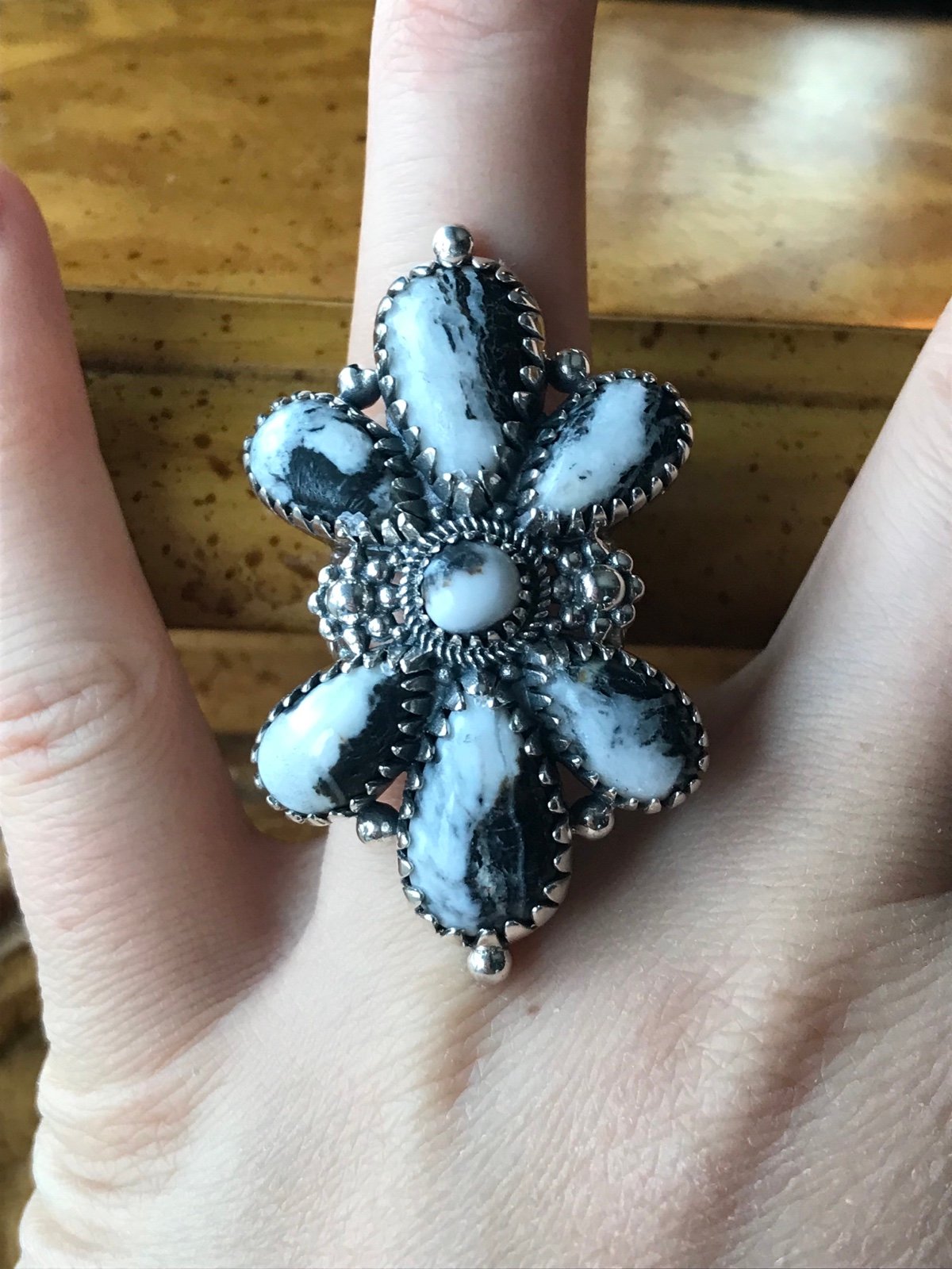 White Buffalo Turquoise Sterling Silver Ring