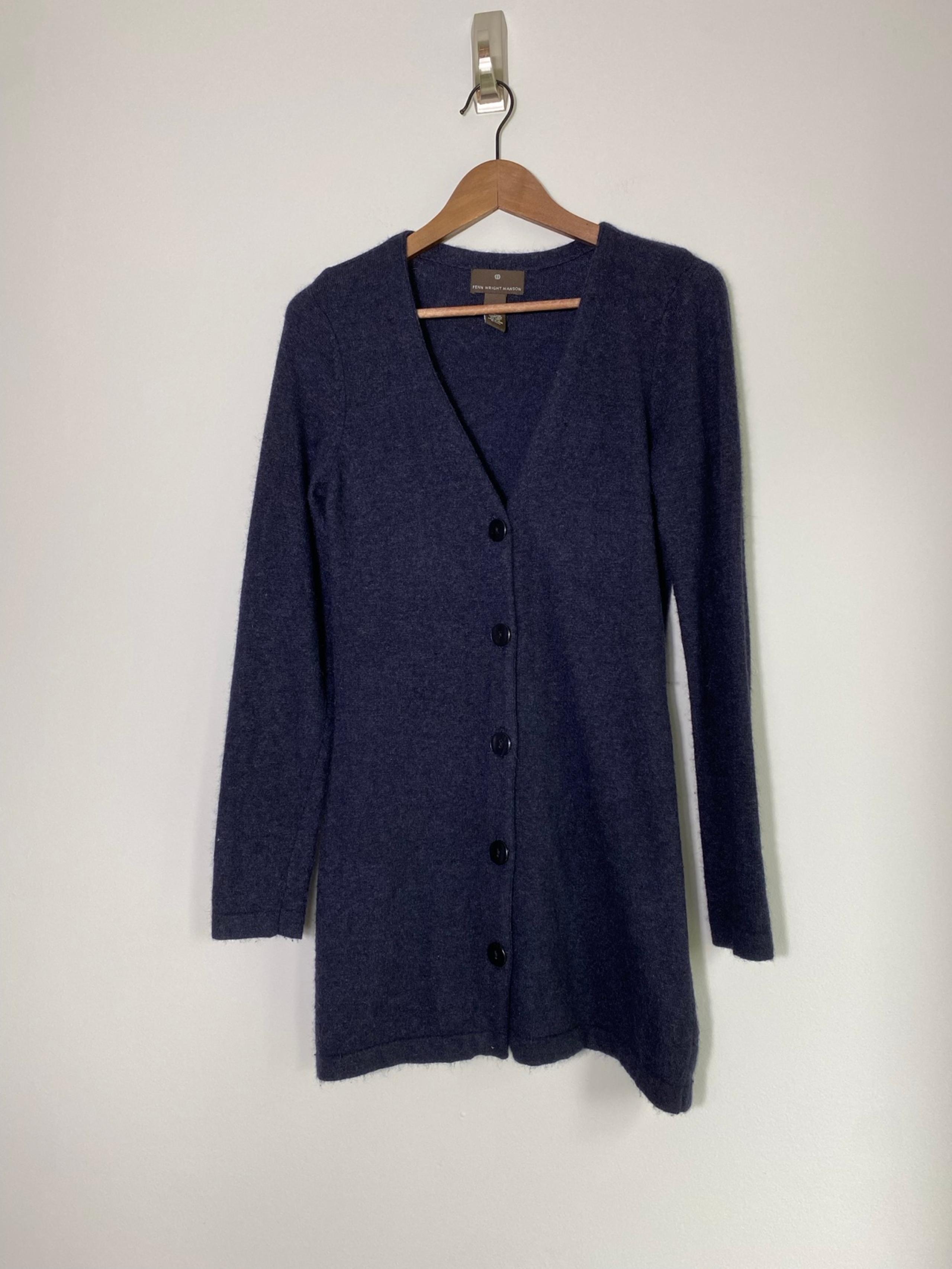 Fenn Wright Manson Navy Blue Longline Angora Wool Cardigan - Size L