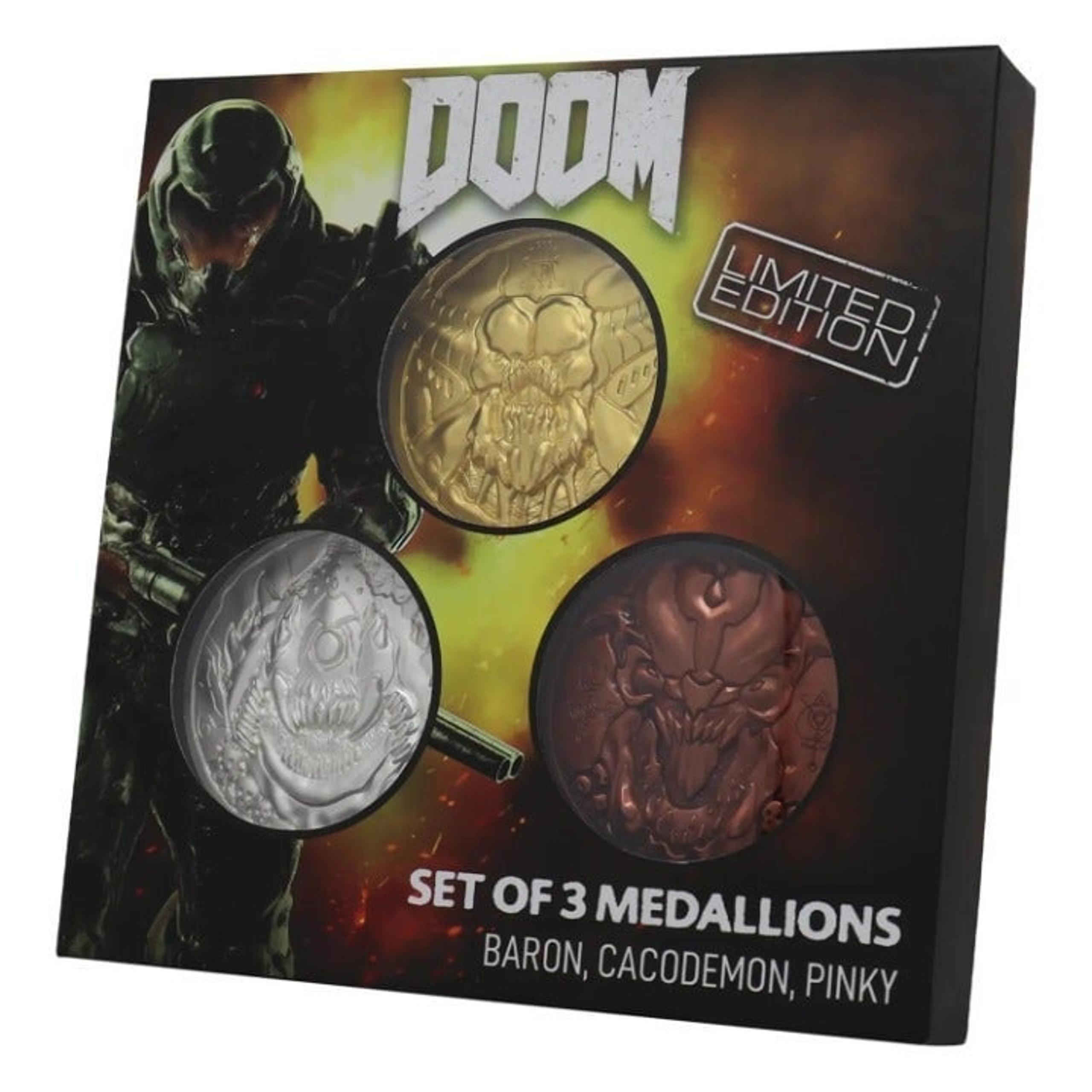 Doom 5th Anniversary Baron Cacodemon Pinky Set of 3 Medallion Collection RARE