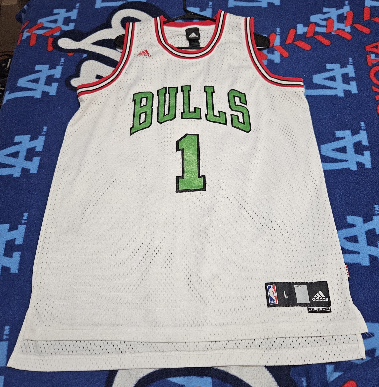 Used Vintage Rare Derrick Rose Chi Bulls Adidas St. Patty’s Day Jersey, Men's L