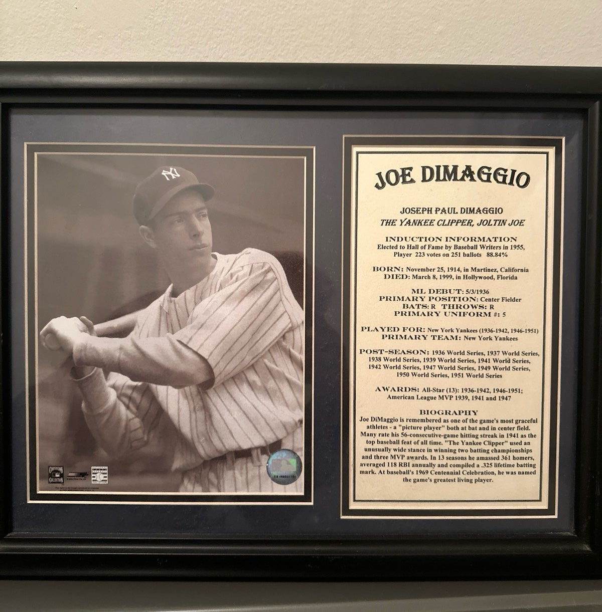 Joe DiMaggio Plaque