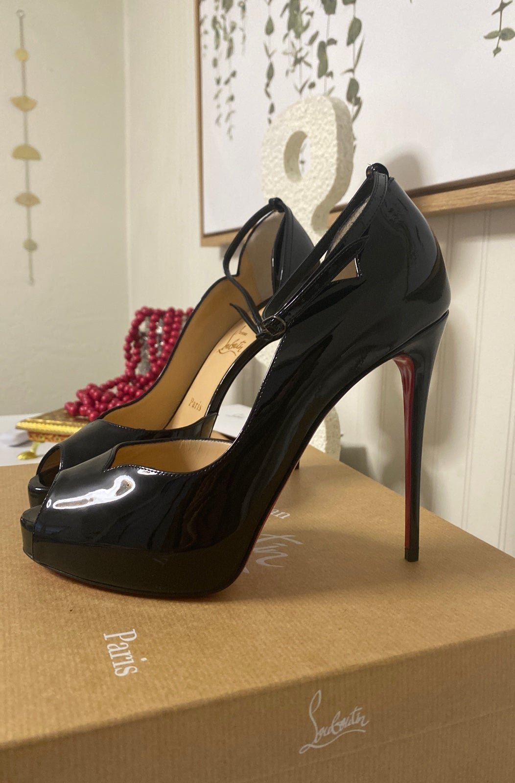 Christian Louboutin black patent leather heels