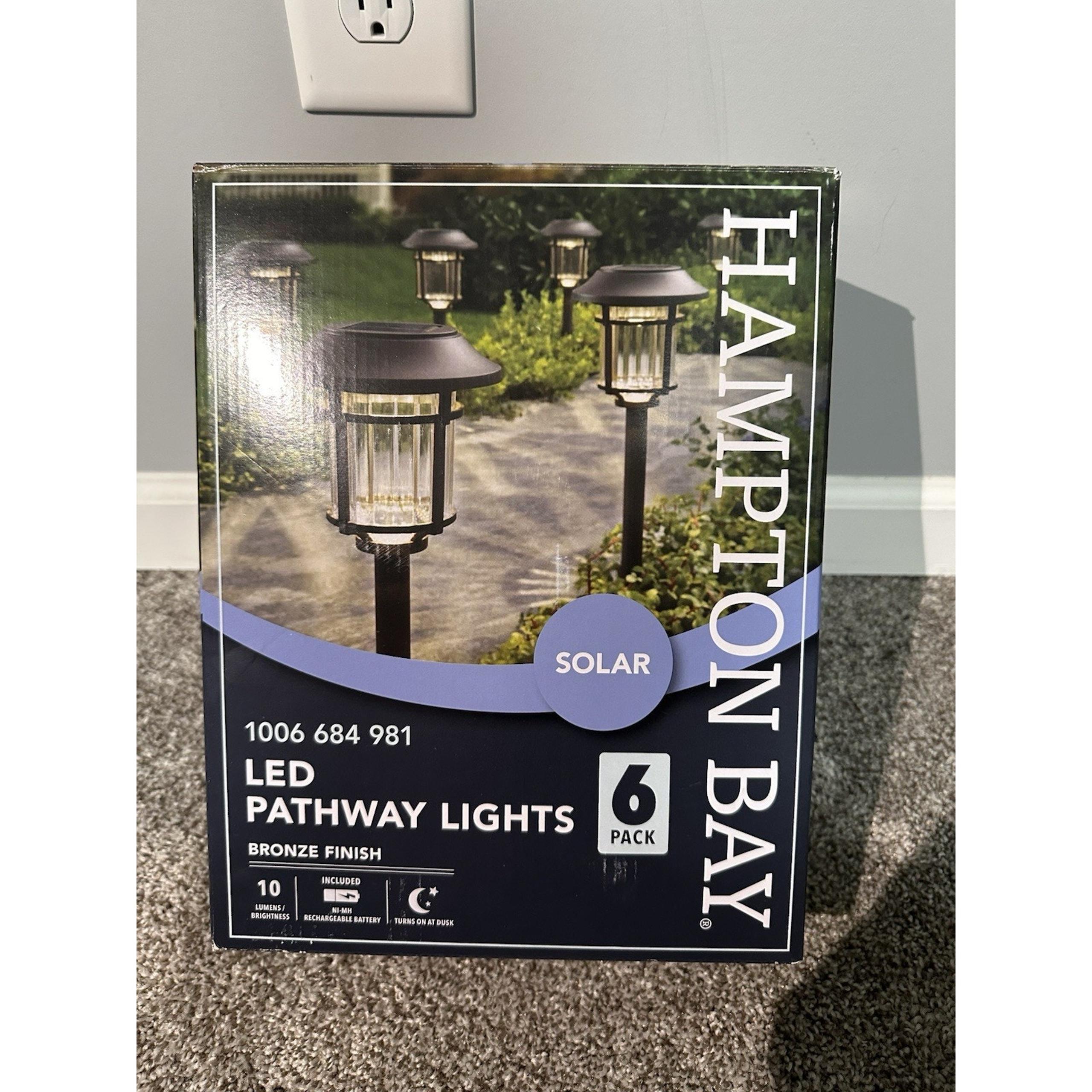 Hampton Bay 10 Lumens Bronze LED Outdoor Solar Path Light (6-Pack)