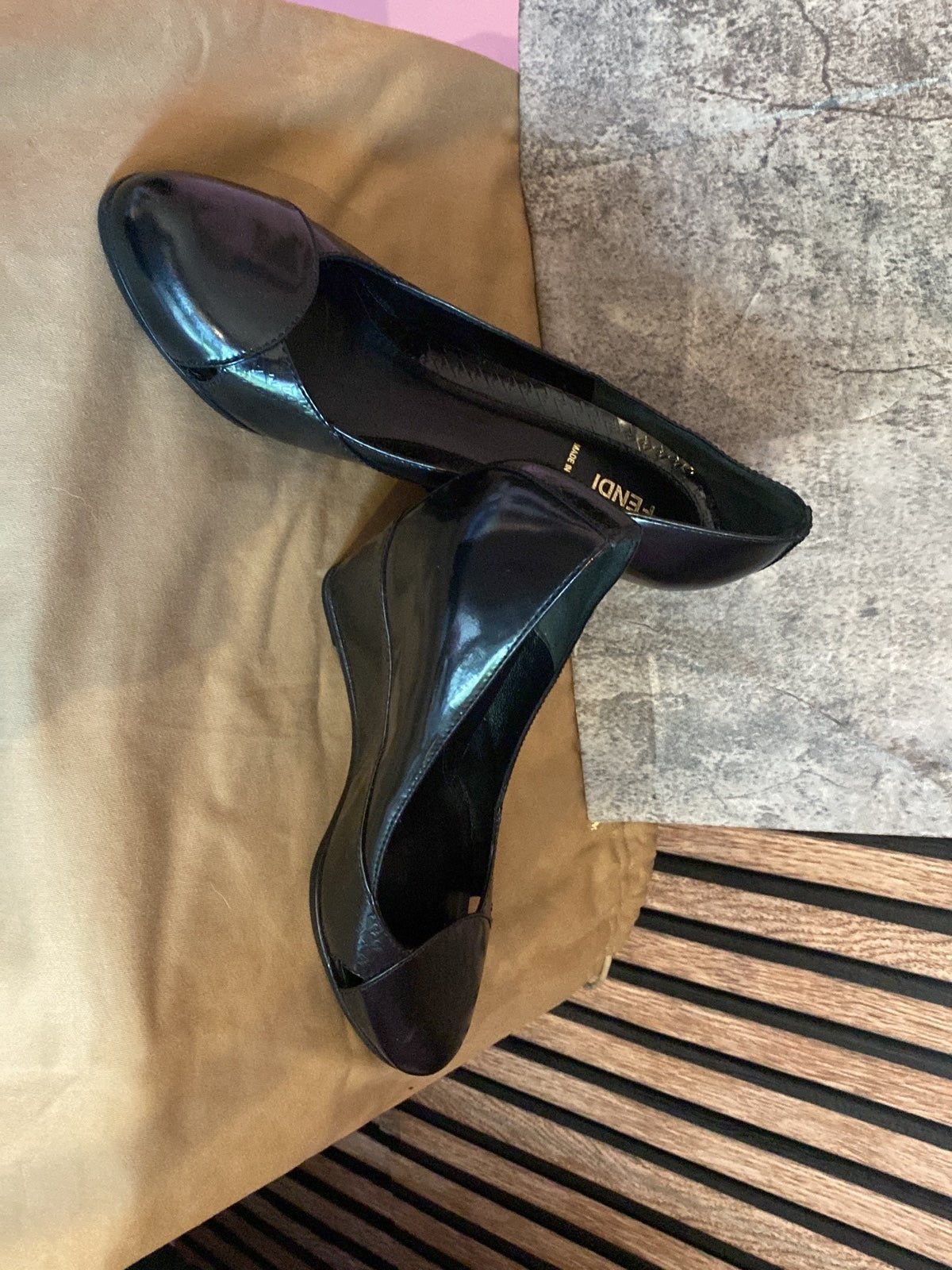 Black Fendi wedge