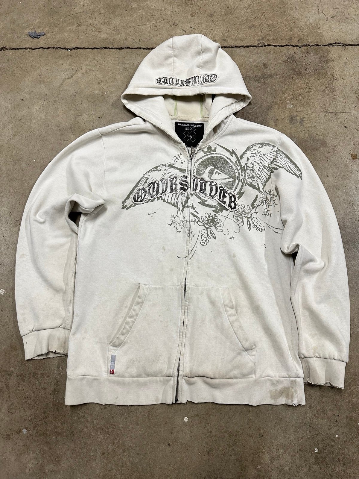 Y2K Quicksilver white zipper hoodie