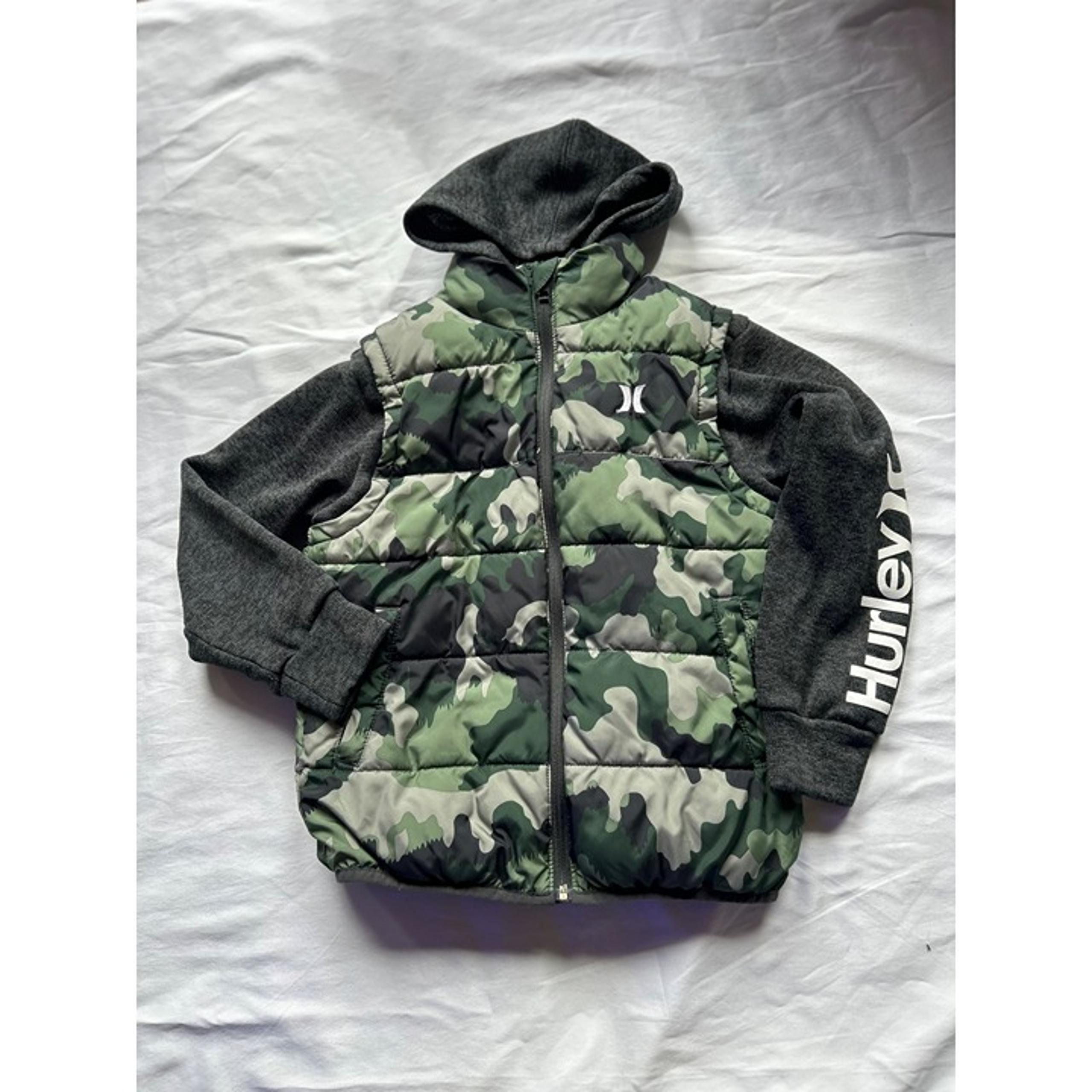Hurley Boys's 2fer Puffer Jacket - Small/8-10 years - Green Camo
