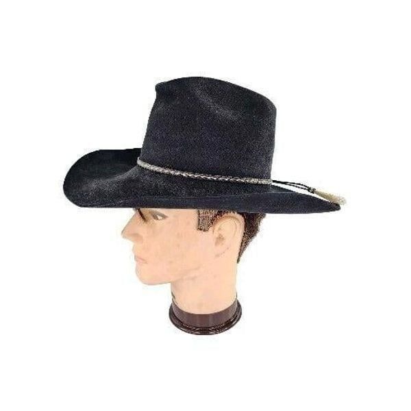 Longhorn 5X Beaver Cowboy Hat Size 6 3/4 Black Western Hats