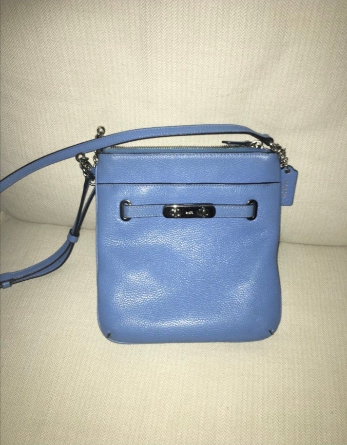 Coach Bag Coach Crossbody 36501 Swagger Swingpack Pebbled Leather Silver/Azure