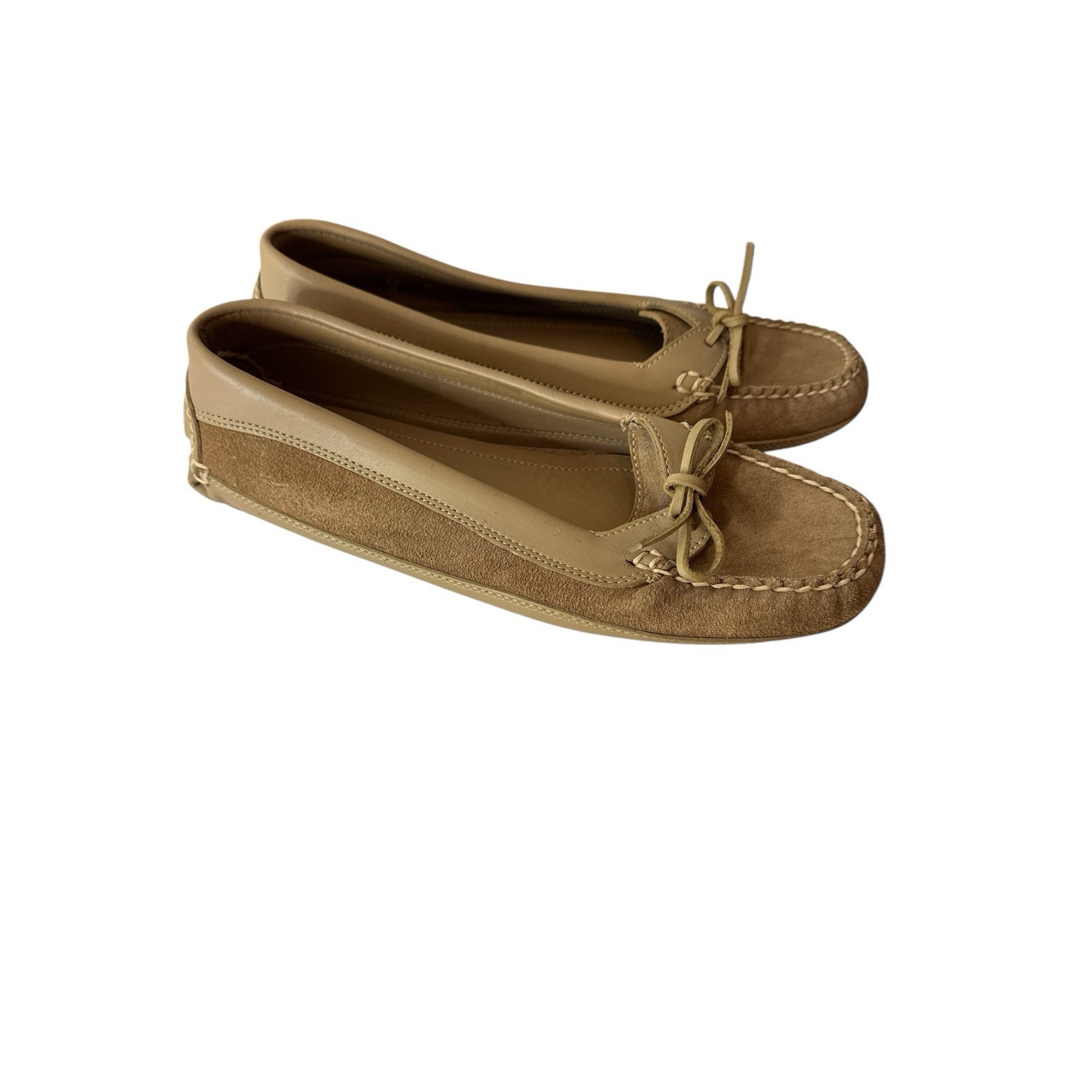 LL Bean Shoes Women Size 10 M Tan Leather Loafer Moc Career Comfort
