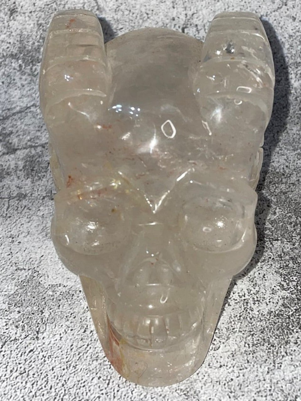 Clear Quartz Ram Skull Crystal Carving