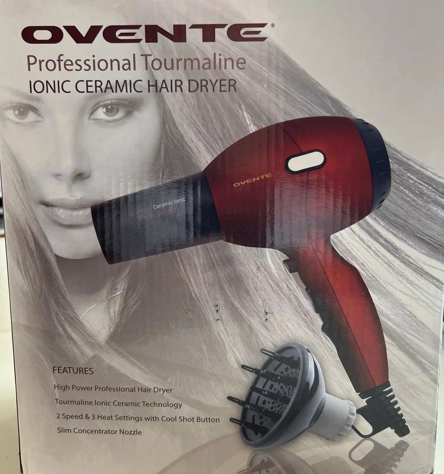 Ovente 1875 Watt Professional Hair Dryer with Diffuser Ionic & Tourmaline Techno
