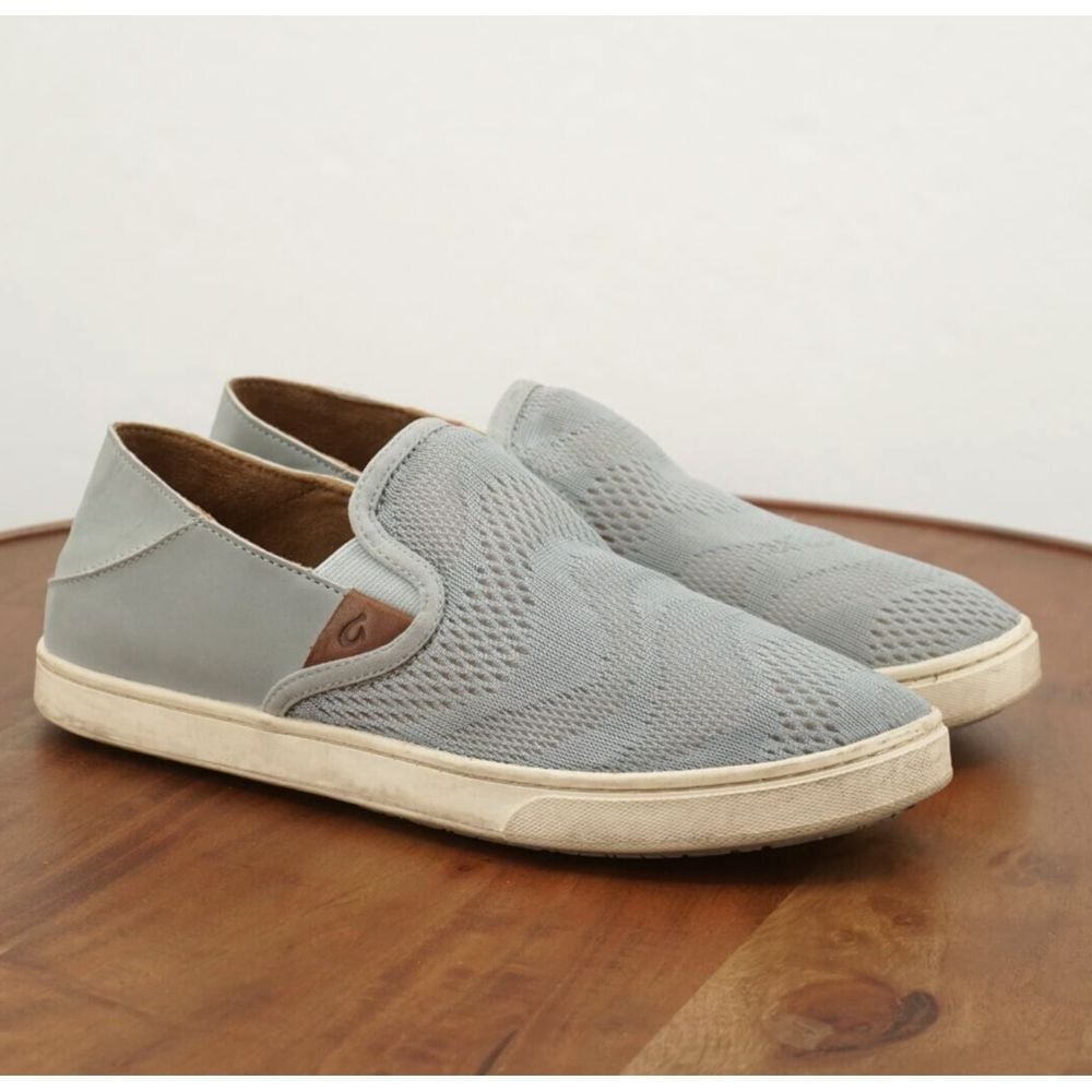 Olukai Womens Pehuea Sneakers Slip On Shoes Light Blue Synthetic Size 9