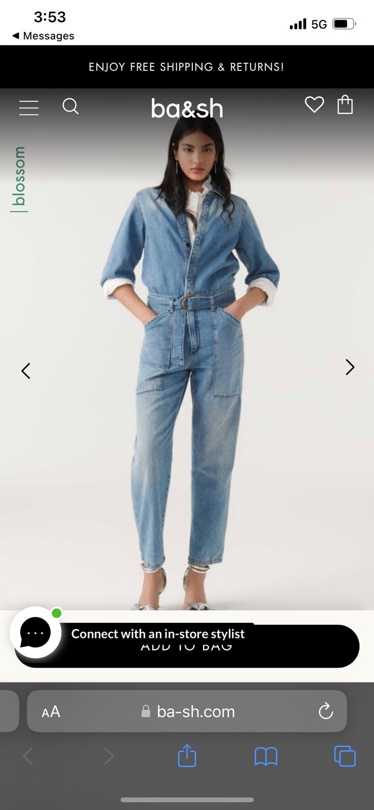 ba&sh denim jumpsuit, NWT 24SQAikn3