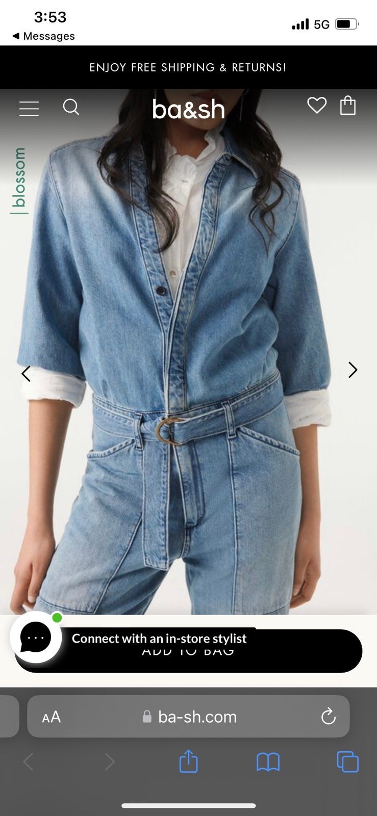 ba&sh denim jumpsuit, NWT 24SQAikn3